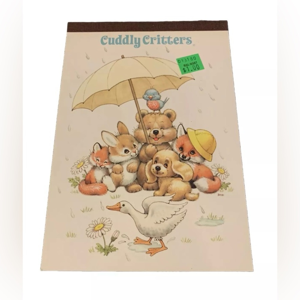 Rare & HTF Vintage Lined Tablet “Cuddly Critters”